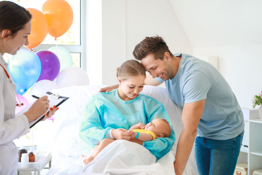 Young family with newborn baby